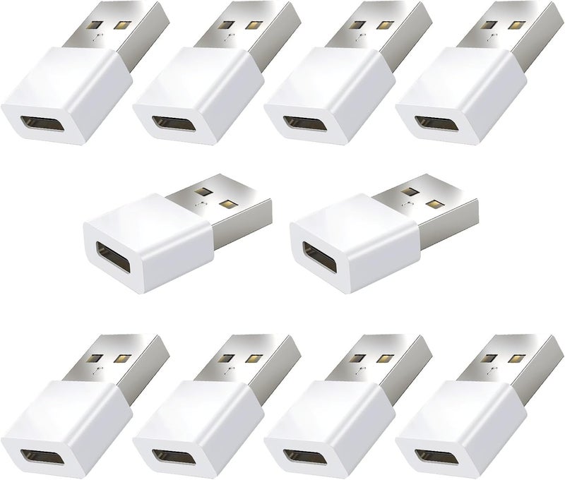 Pastall 10Pack USB to USBC Adapter,usbc to USB Adapter for iPhone 17/16/15 Charger,iPhone 17/16/15 Pro Max Plus,iPad 9/10 Air 5 Mini 6,Car,Samsung S25 S24 S23 Plus Ultra etc. - Image 1